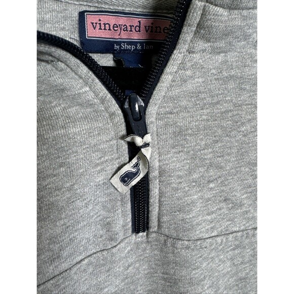 Vineyard Vines Collegiate Quarter Zip Gray With Navy Sweatshirt Men's Size Large - Picture 4 of 9